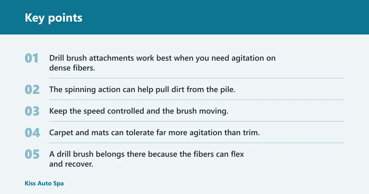 Key points: Should you use a drill brush inside the car?