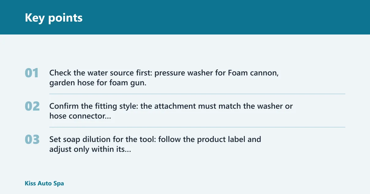 Key points: How do foam cannon and foam gun setups differ?