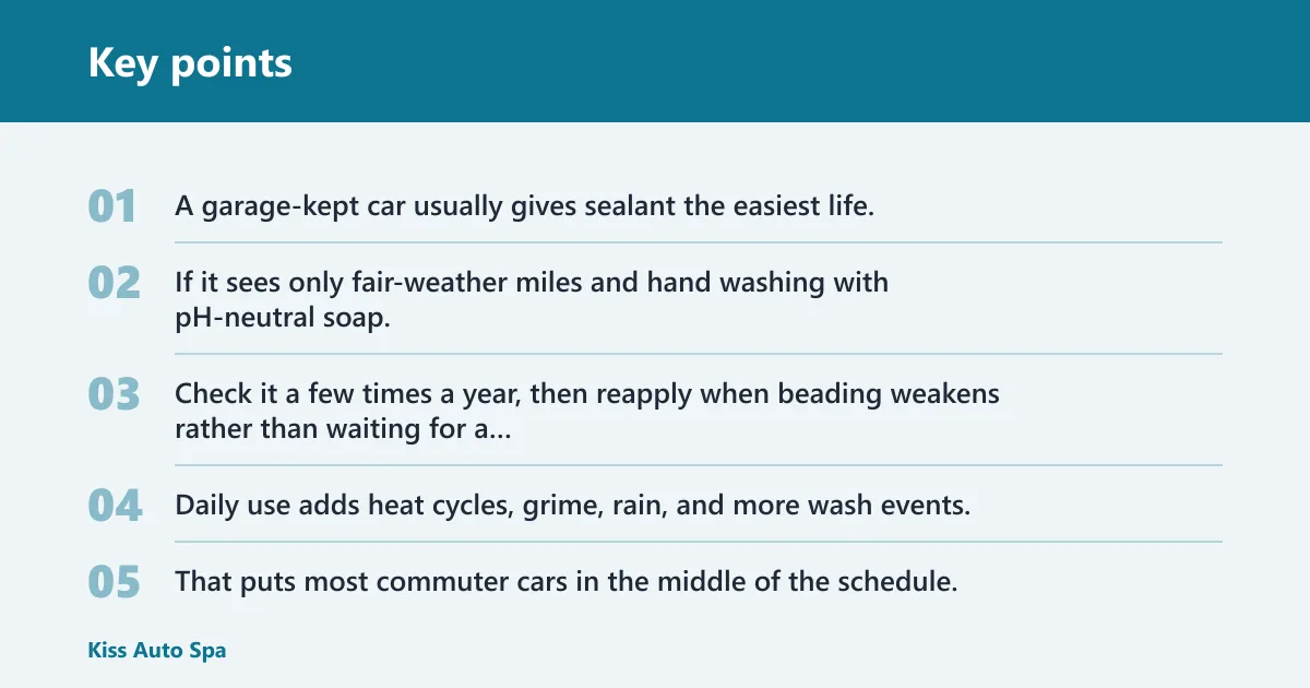 Key points: Paint sealant reapplication table