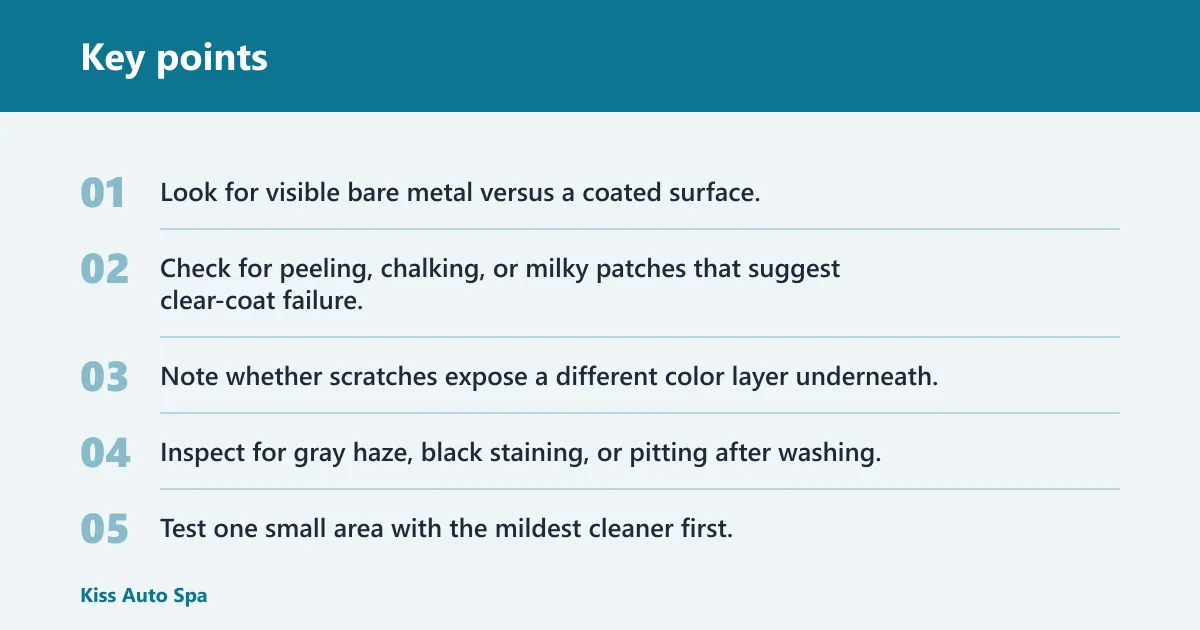 Key points: Finish-ID checklist and product-selection matrix