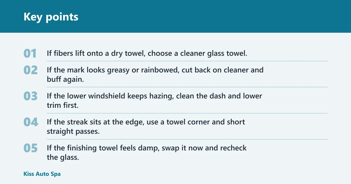 Key points: Glass lint troubleshooting table