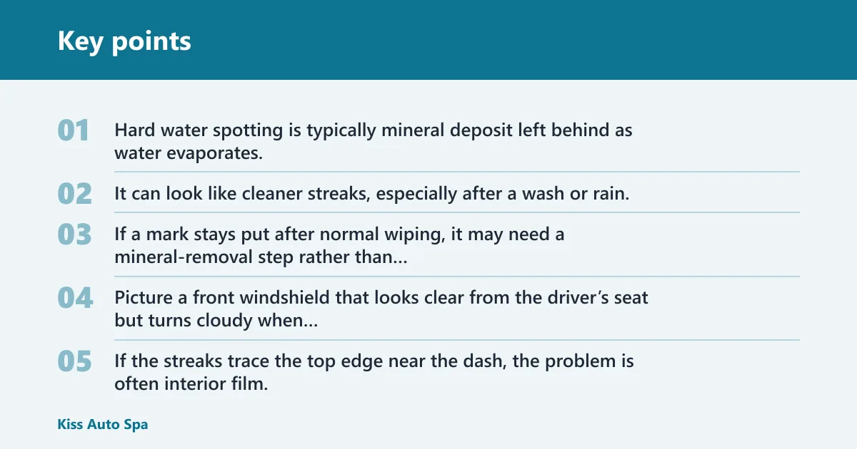 Key points: Interior glass film and spotting