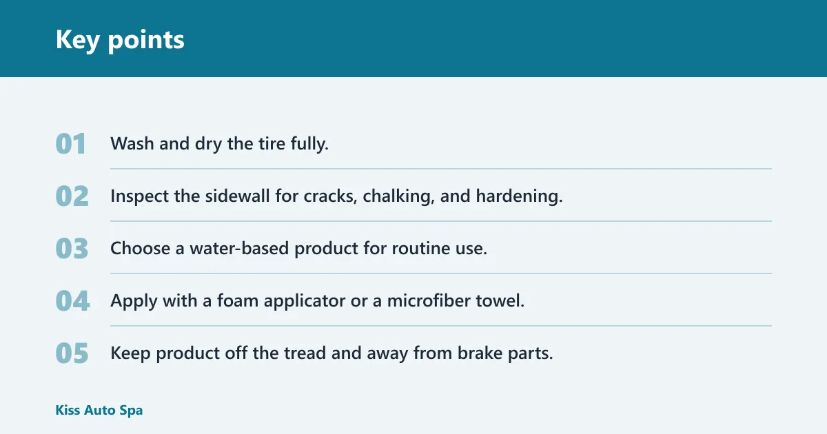 Key points: How do you apply tire dressing without sling?