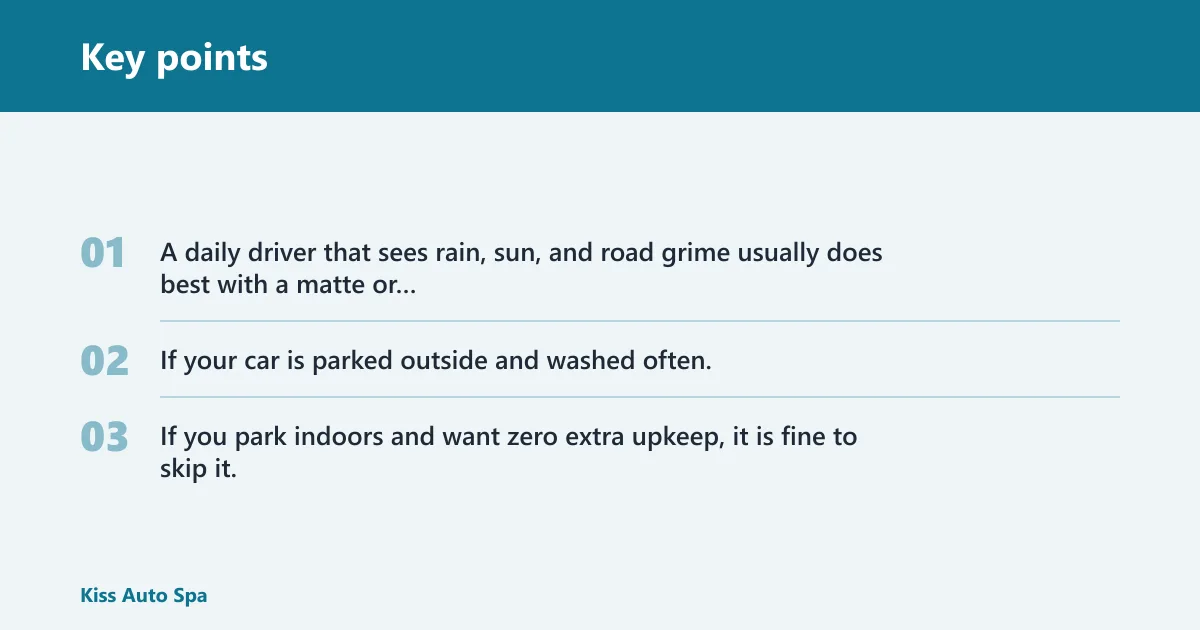 Key points: Tire dressing decision matrix