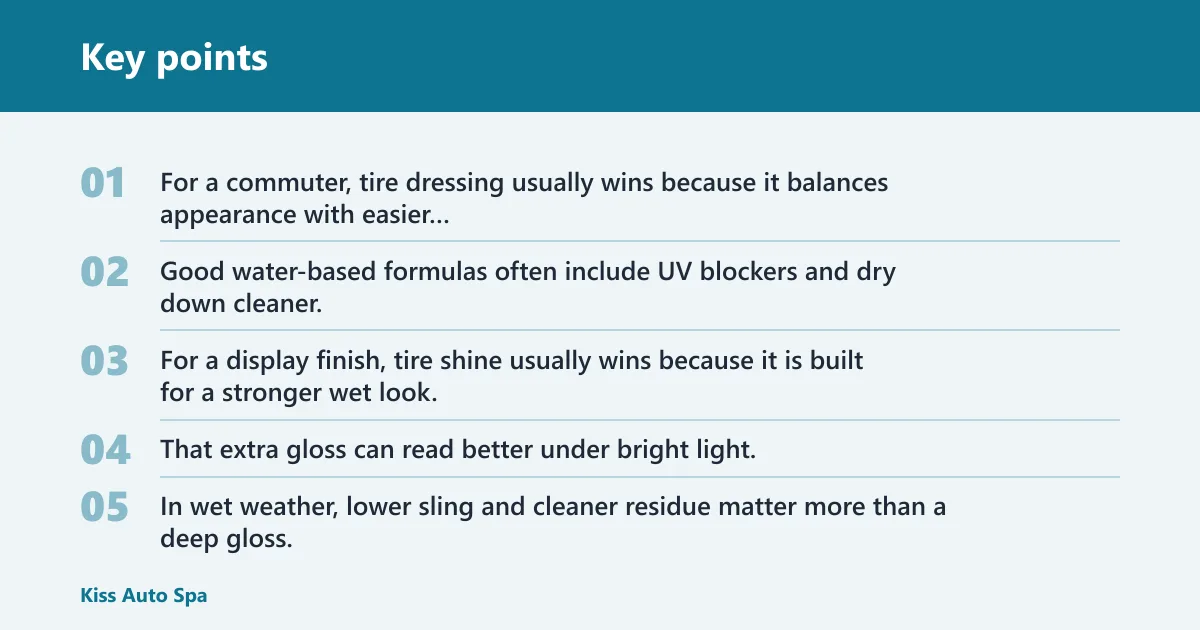 Key points: Tire dressing decision table