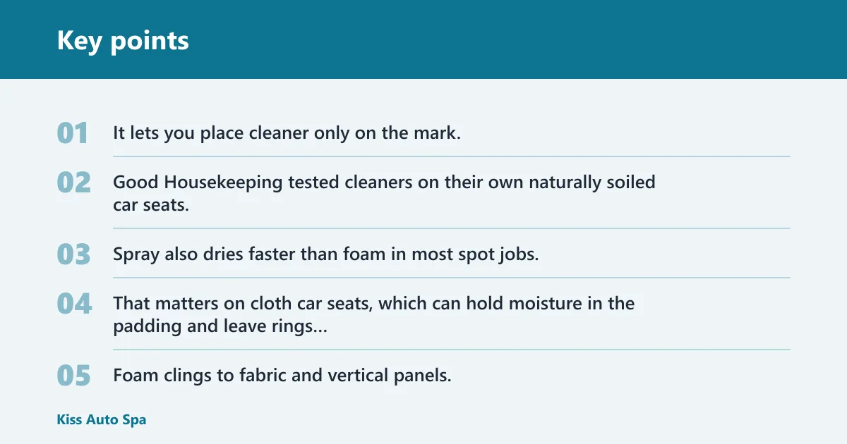 Key points: Spray vs foam for car seats