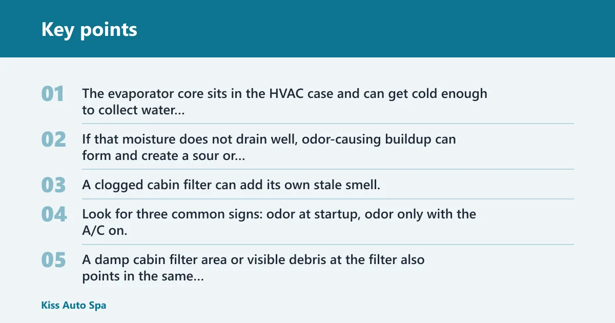 Key points: Why does my car smell bad after the AC starts?